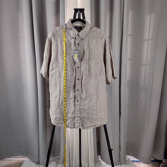 Roundtree & Yorke Light Brown Short Sleeve Casual 100% Linen Shirt Size XL (NWT) - Picture 5 of 13